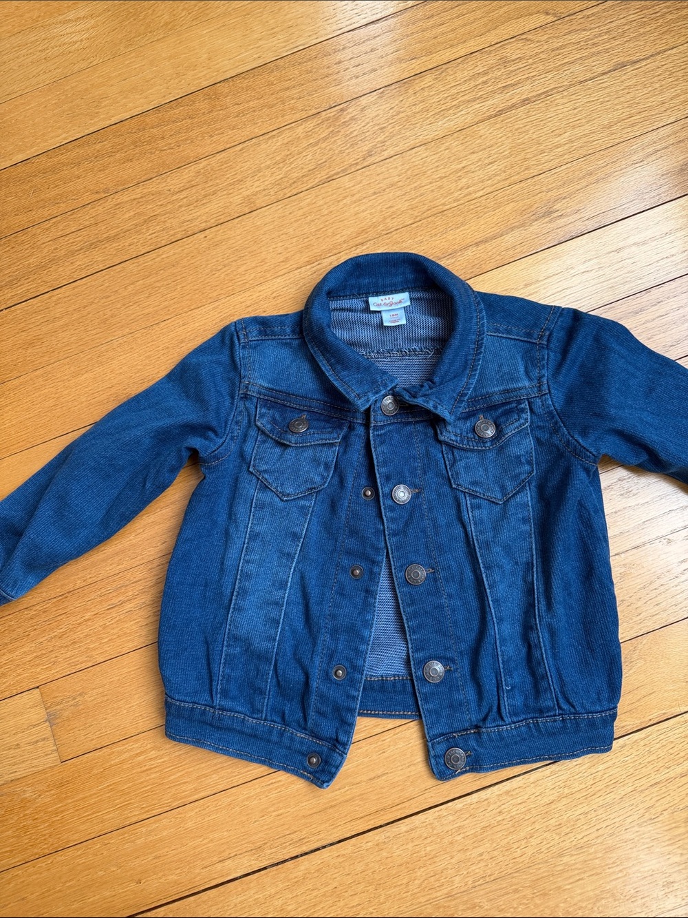 Cat & Jack Kids Stretchy Blue Denim Jean Jacket - Classic Button Front